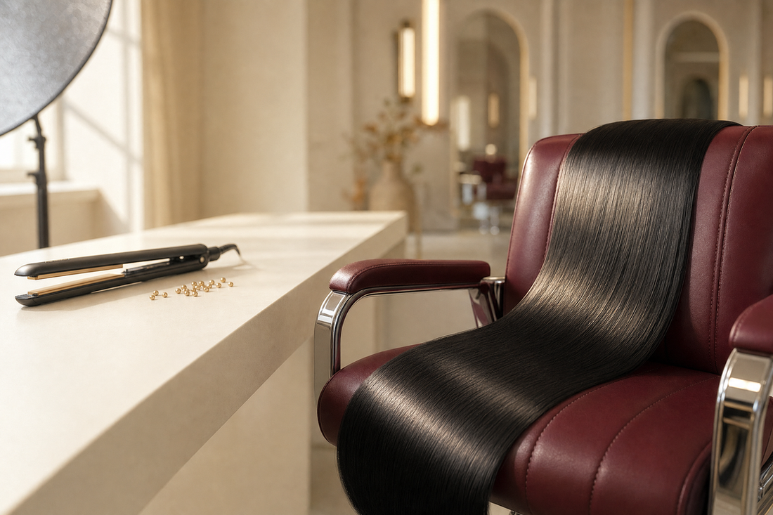 Glossy straight hair beside formaldehyde-free keratin treatment products