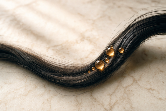 Glossy straight hair beside protein treatment and keratin hair care products