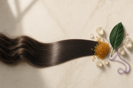 Glossy straight hair beside formaldehyde-free keratin hair products