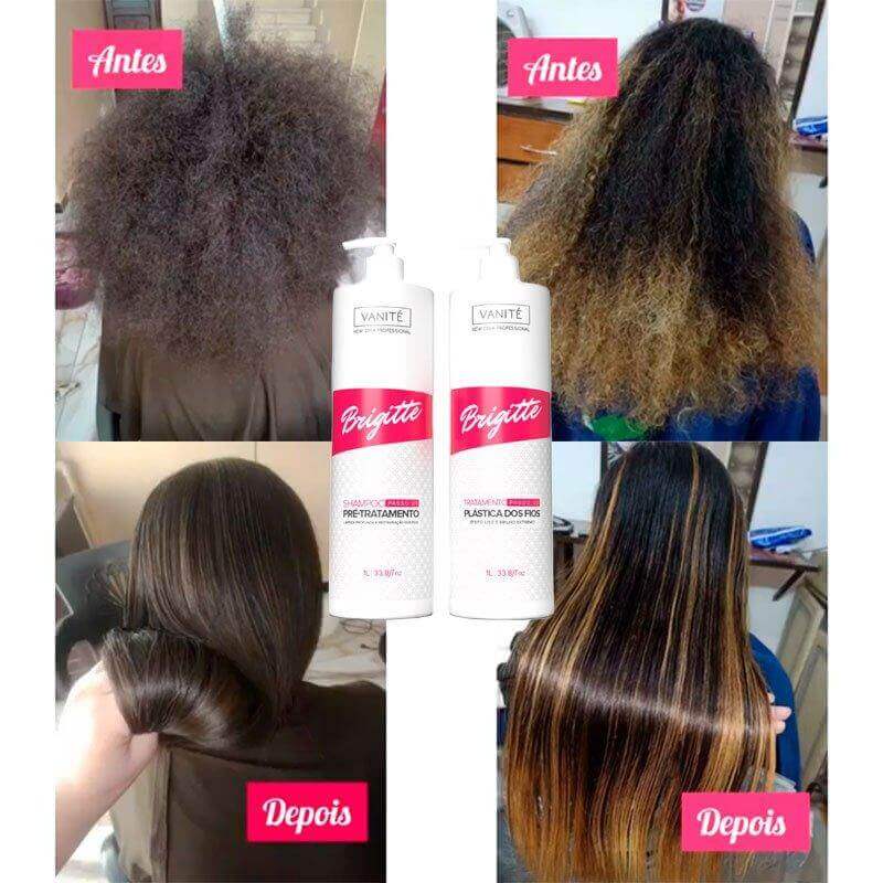 Kit - 1 unit Brazilian Keratin Brigitte + 1 unit Shampoo Brigitte | For All Hair Types | 1000ml