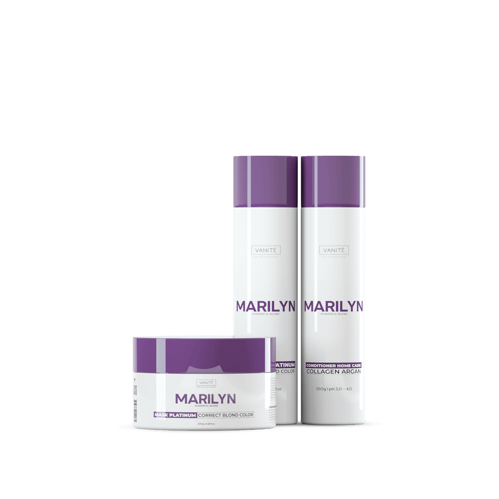 Kit Home Care Marilyn | 01 Shampoo 250ml + 01 Conditioner 250ml + 01 Mask 300g | For Blondes and Grays